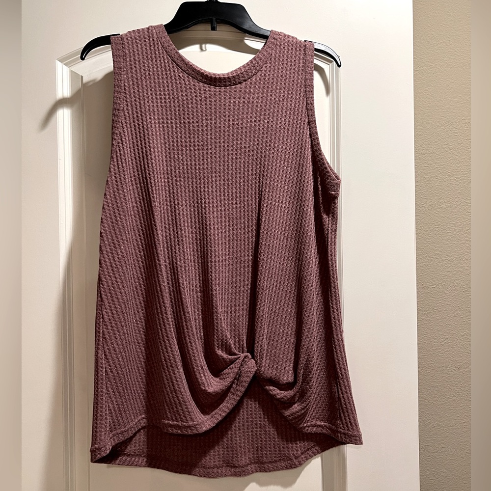 IWOLLENCE Mauve Pink Sleeveless Twist Knot Tank Top